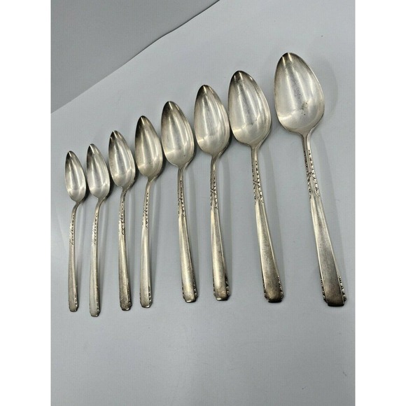 Oneida 1881 Rogers BROOKWOOD BANBURY 8 Oval Soup Spoons 7-1/2" Silverplate 1950 - Picture 3 of 10